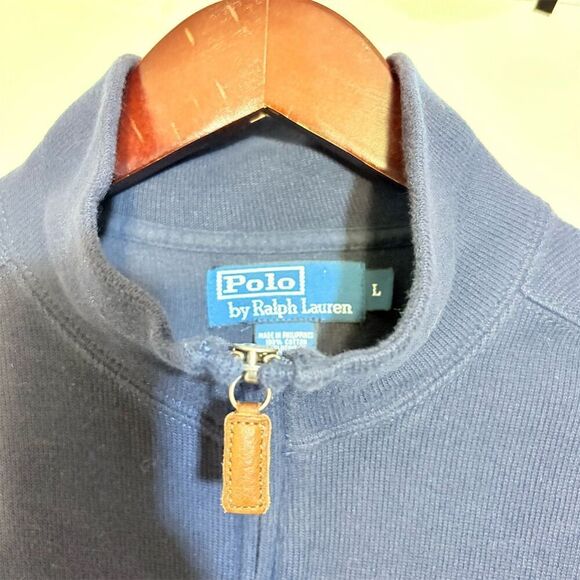 Polo Ralph Lauren Men's Blue Quarter Zip Pullover Sweater Size L - Picture 2 of 9